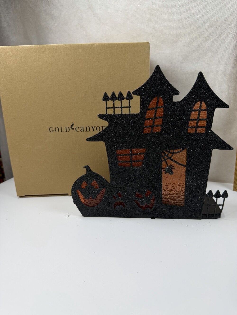 GOLD CANYON HAUNTED HOUSE MULTI-TEA LIGHT CANDLE HOLDER Rare In Original Box